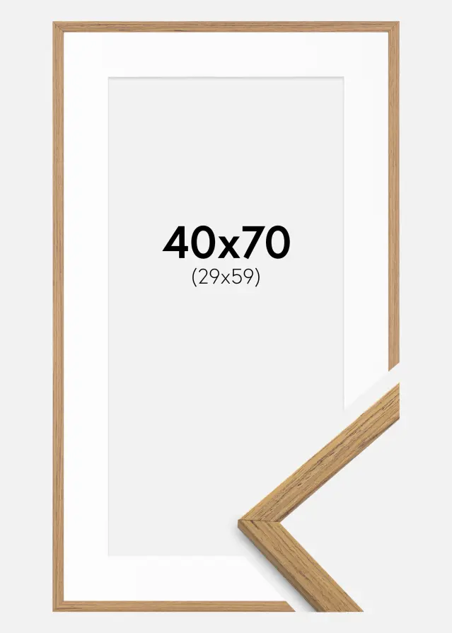 Ram med passepartou Frame Edsbyn Teak 40x70 cm - Picture Mount White 30x60 cm