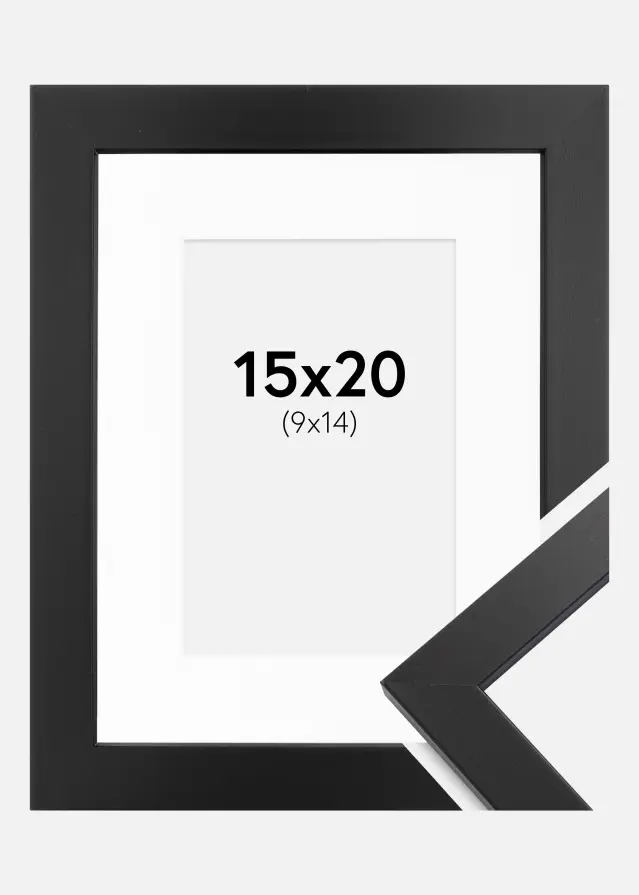 Ram med passepartou Frame Black Wood 15x20 cm - Picture Mount White 10x15 cm