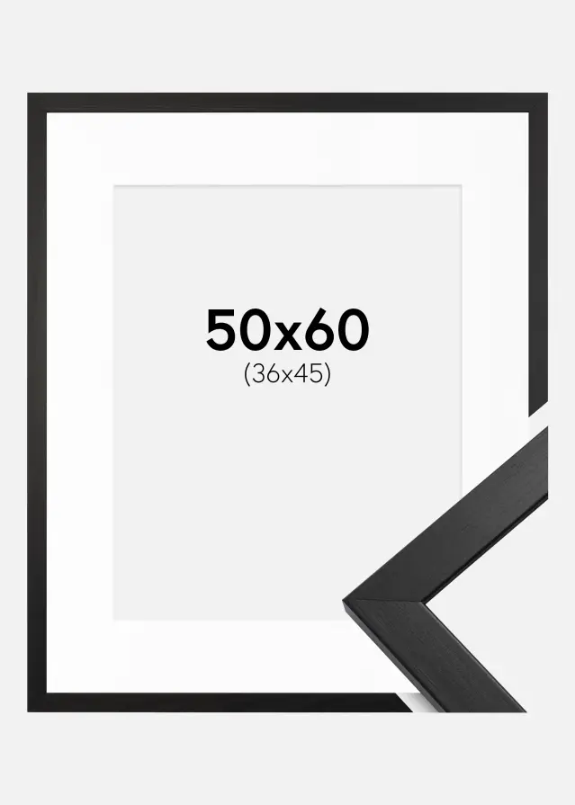 Ram med passepartou Frame Stilren Acrylic Glass Black 50x60 cm - Picture Mount White 37x46 cm