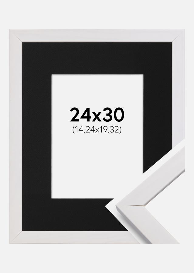 Ram med passepartou Frame Stilren White 24x30 cm - Picture Mount Black 6x8 inches