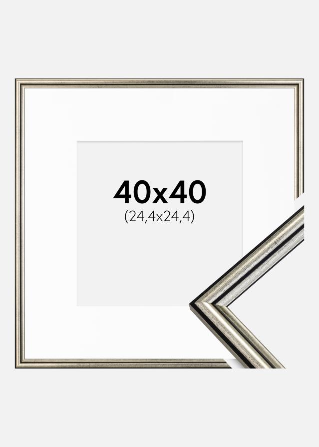 Ram med passepartou Frame Horndal Silver 40x40 cm - Picture Mount White 10x10 inches