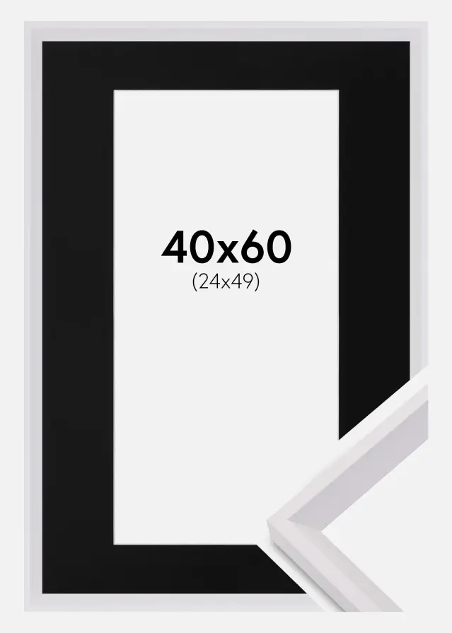 Ram med passepartou Frame Globe White 40x60 cm - Picture Mount Black 25x50 cm
