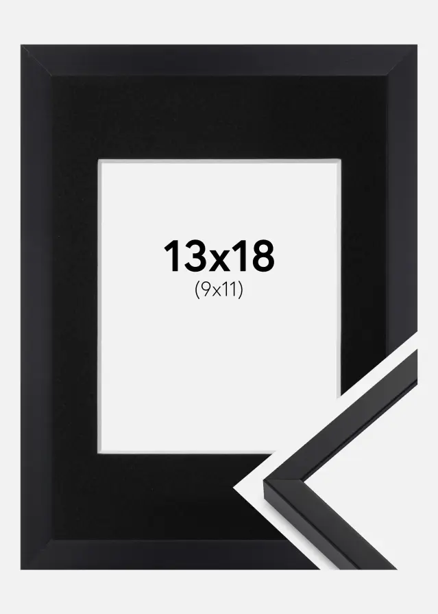 Ram med passepartou Frame E-Line Black 13x18 cm - Picture Mount Black 10x12 cm