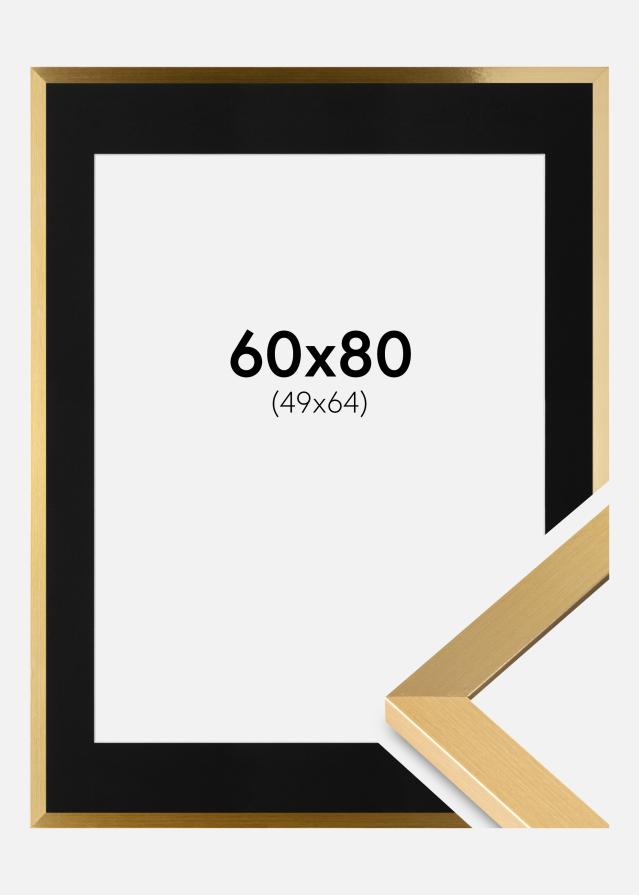 Ram med passepartou Frame Selection Gold 60x80 cm - Picture Mount Black 50x65 cm
