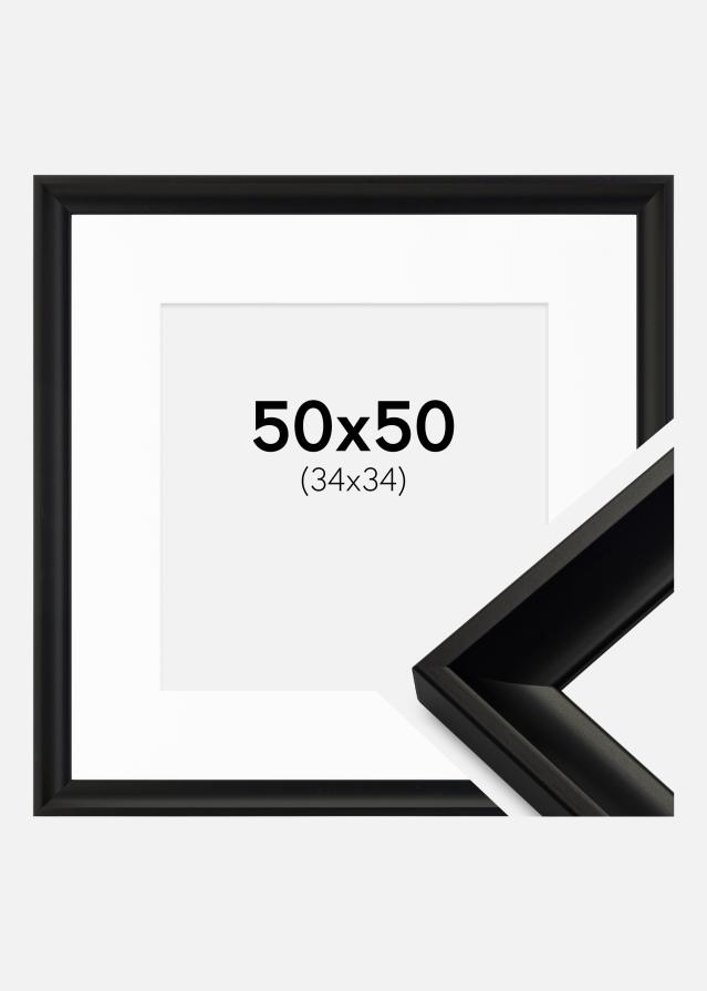 Ram med passepartou Frame Öjaren Black 50x50 cm - Picture Mount White 35x35 cm