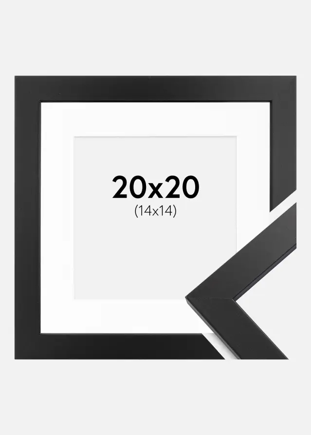 Ram med passepartou Frame Black Wood 20x20 cm - Picture Mount White 15x15 cm
