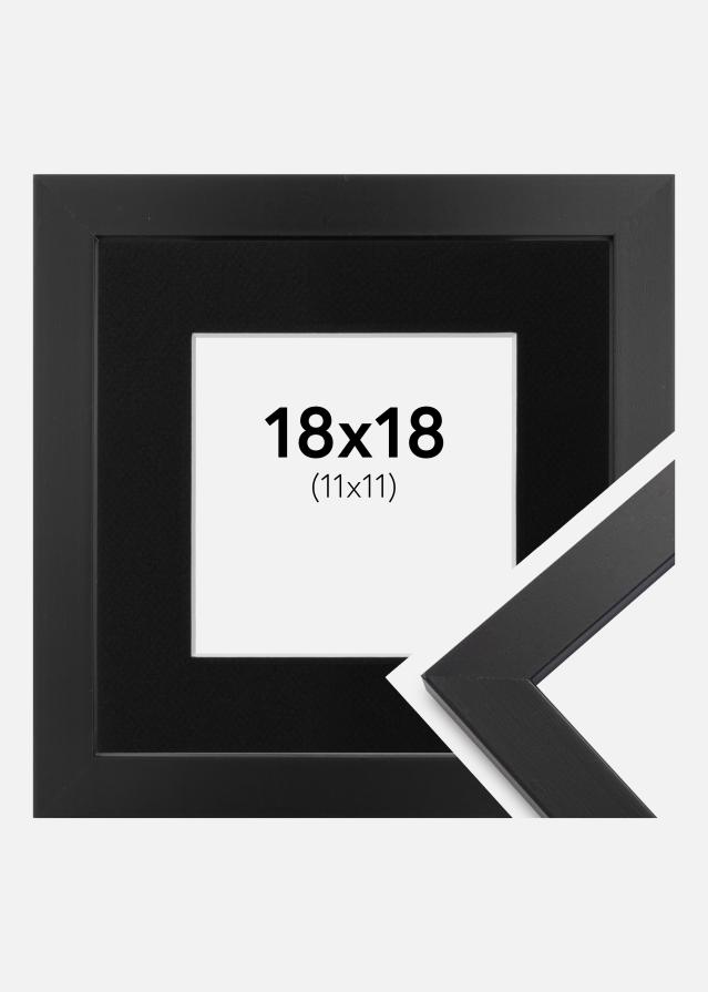 Ram med passepartou Frame Black Wood 18x18 cm - Picture Mount Black 12x12 cm