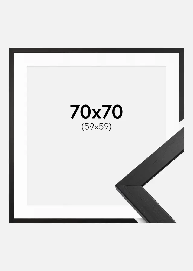 Ram med passepartou Frame Stilren Acrylic Glass Black 70x70 cm - Picture Mount White 60x60 cm