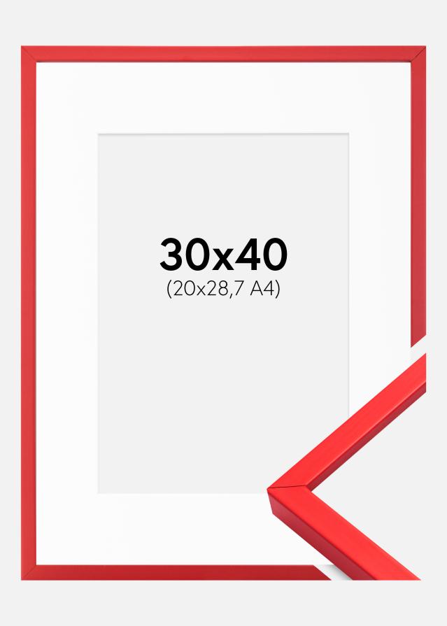 Ram med passepartou Frame E-Line Red 30x40 cm - Picture Mount White 21x29,7 cm (A4)