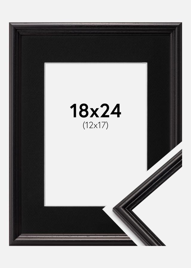 Ram med passepartou Frame Horndal Black 18x24 cm - Picture Mount Black 13x18 cm