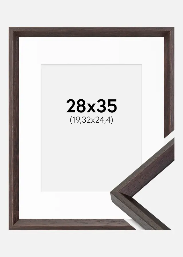 Ram med passepartou Frame Globe Espresso 28x35 cm - Picture Mount White 8x10 inches