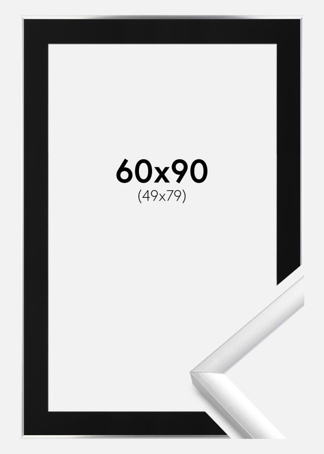 Ram med passepartou Frame New Lifestyle Silver 60x90 cm - Picture Mount Black 50x80 cm