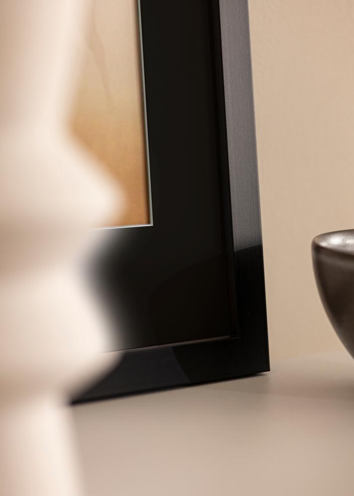 Ram med passepartou Frame Black Wood 70x100 cm - Picture Mount Black 24x36 inches