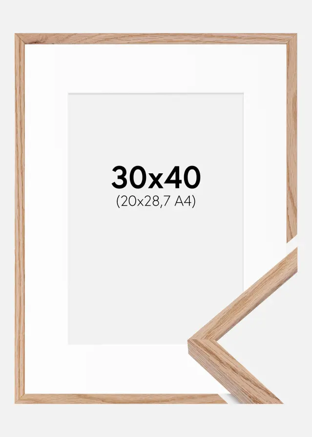 Ram med passepartou Frame E-Line Oak 30x40 cm - Picture Mount White 21x29,7 cm (A4)