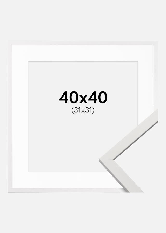 Ram med passepartou Frame Edsbyn White 40x40 cm - Picture Mount White 32x32 cm