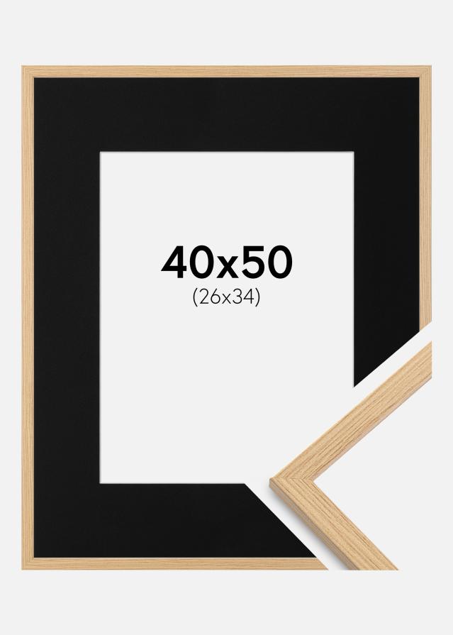 Ram med passepartou Frame Galant Oak 40x50 cm - Picture Mount Black 27x35 cm