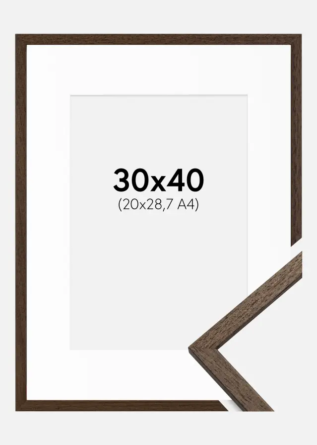 Ram med passepartou Frame Edsbyn Walnut 30x40 cm - Picture Mount White 21x29,7 cm (A4)