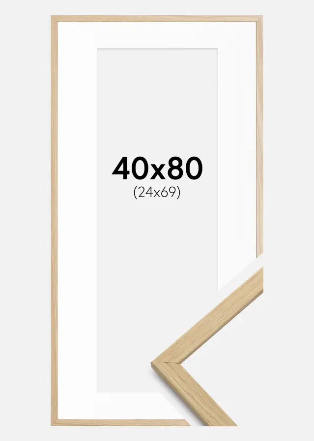 Ram med passepartou Frame Edsbyn Oak 40x80 cm - Picture Mount White 25x70 cm