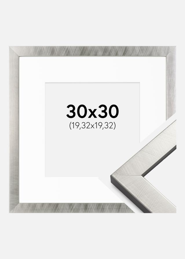 Ram med passepartou Frame Uppsala Silver 30x30 cm - Picture Mount White 8x8 inches