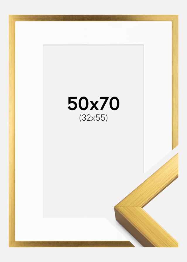 Ram med passepartou Frame Falun Gold 50x70 cm - Picture Mount White 33x56 cm