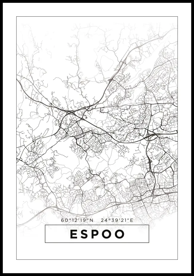 Bildverkstad Map - Espoo - White Poster
