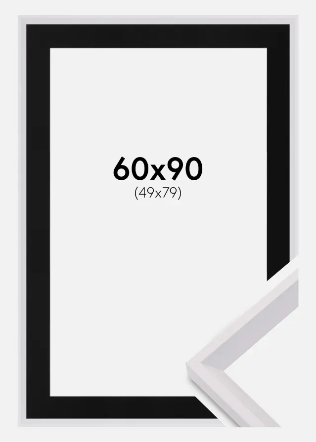 Ram med passepartou Frame Globe White 60x90 cm - Picture Mount Black 50x80 cm