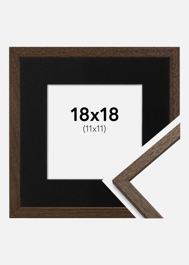 Ram med passepartou Frame Edsbyn Walnut 18x18 cm - Picture Mount Black 12x12 cm