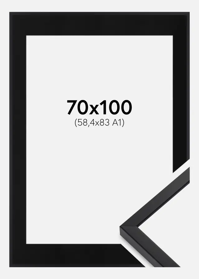 Ram med passepartou Frame E-Line Black 70x100 cm - Picture Mount Black 59.4x84 cm (A1)