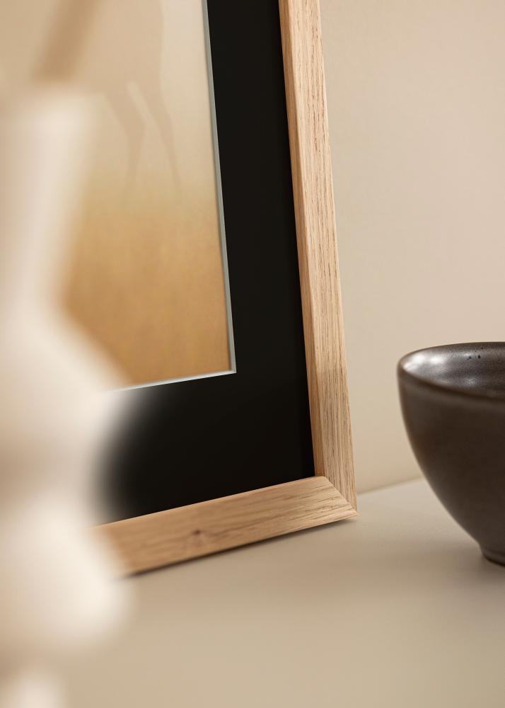 Ram med passepartou Frame Oak Wood 45x60 cm - Picture Mount Black 32x45 cm