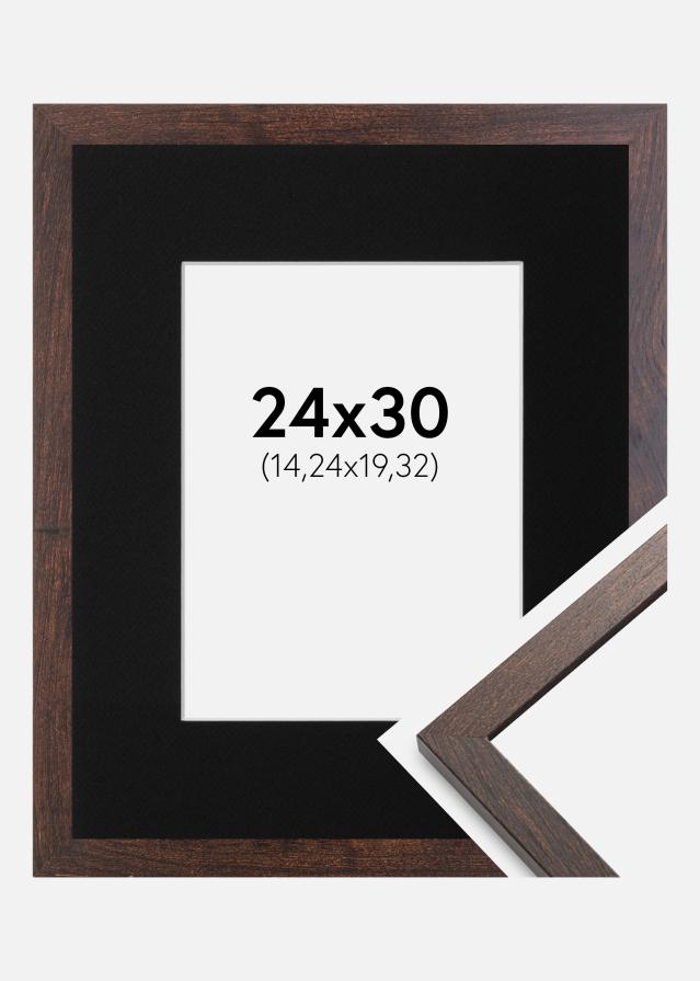 Ram med passepartou Frame Trendy Walnut 24x30 cm - Picture Mount Black 6x8 inches