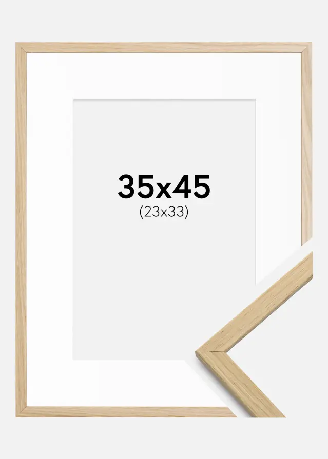 Ram med passepartou Frame Edsbyn Oak 35x45 cm - Picture Mount White 24x34 cm
