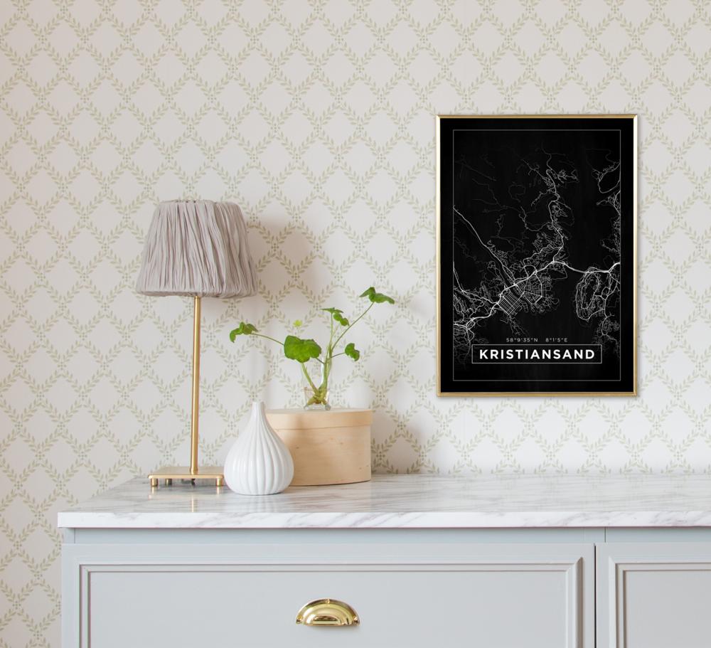 Bildverkstad Map - Kristiansand - Black Poster