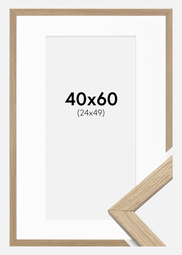 Ram med passepartou Frame Stilren Acrylic Glass Oak 40x60 cm - Picture Mount White 25x50 cm