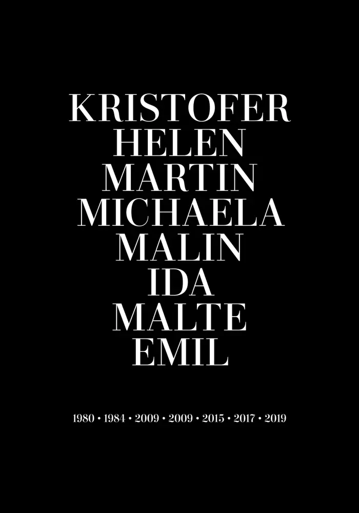 Personlig poster Family picture - 8 Names & Birth years - Black