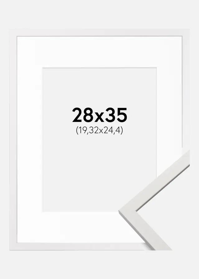 Ram med passepartou Frame Edsbyn White 28x35 cm - Picture Mount White 8x10 inches