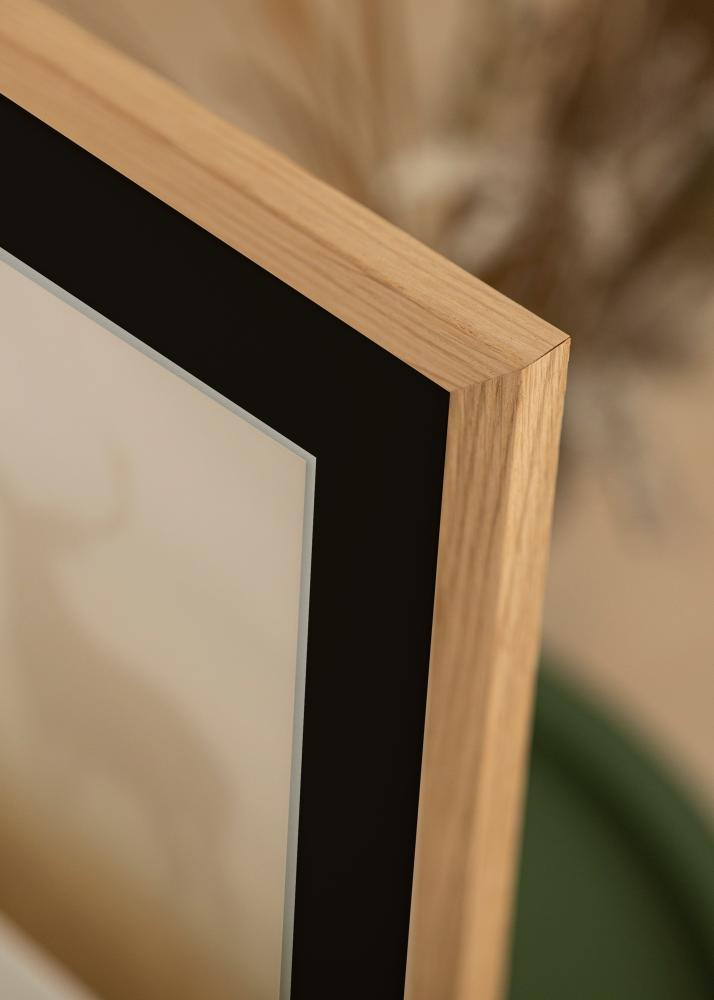 Ram med passepartou Frame Oak Wood 45x60 cm - Picture Mount Black 32x45 cm