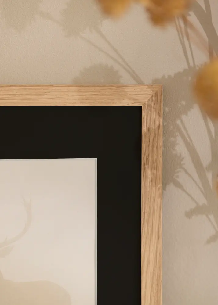 Ram med passepartou Frame Oak Wood 13x18 cm - Picture Mount Black 9x13 cm