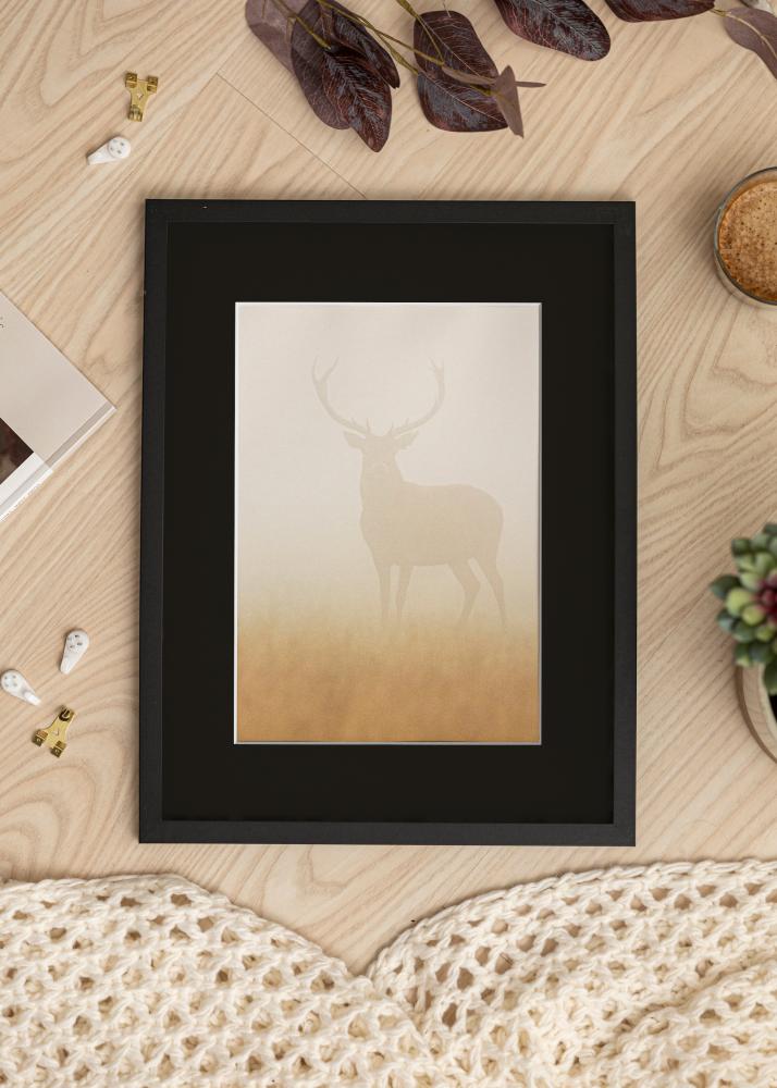Ram med passepartou Frame Trendy Black 20x30 cm - Picture Mount Black 10x20 cm
