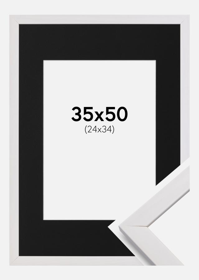 Ram med passepartou Frame Stilren White 35x50 cm - Picture Mount Black 25x35 cm