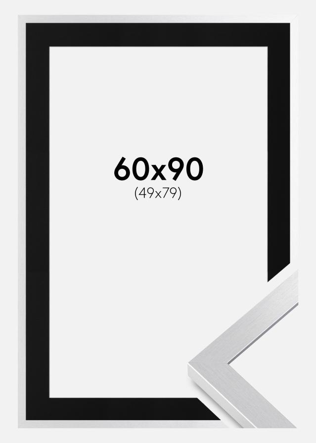 Ram med passepartou Frame Selection Silver 60x90 cm - Picture Mount Black 50x80 cm