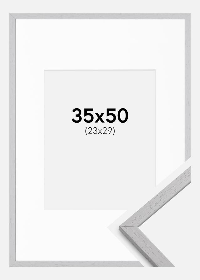 Ram med passepartou Frame Edsbyn Grey 35x50 cm - Picture Mount White 24x30 cm