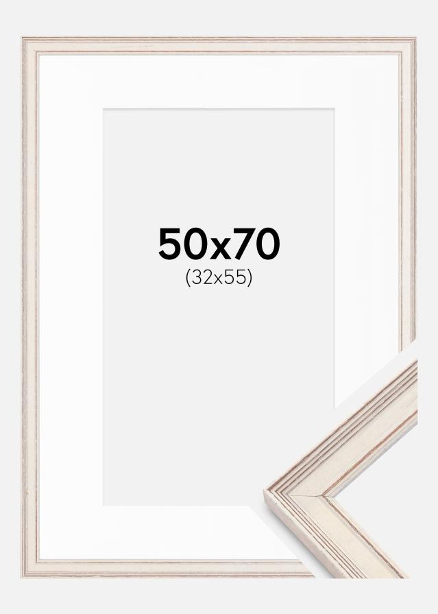 Ram med passepartou Frame Shabby Chic White 50x70 cm - Picture Mount White 33x56 cm