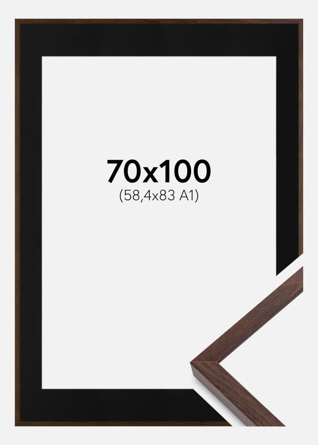 Ram med passepartou Frame E-Line Walnut 70x100 cm - Picture Mount Black 59.4x84 cm (A1)