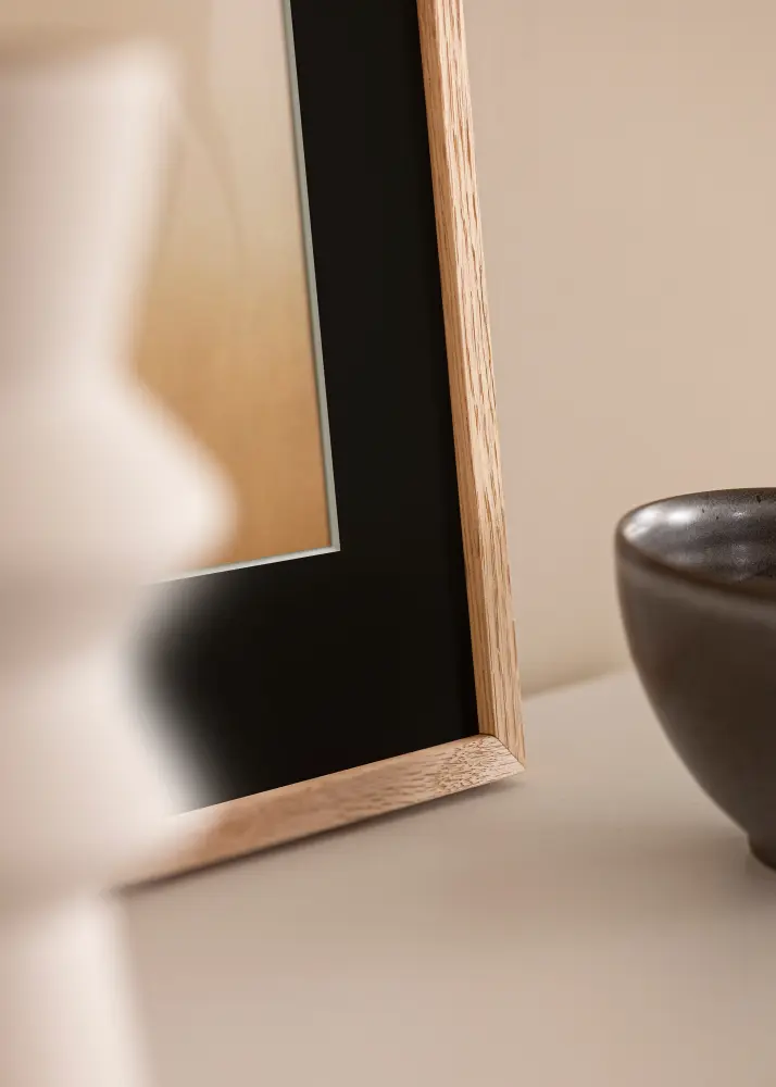 Ram med passepartou Frame Oslo Oak 50x70 cm - Picture Mount Black 42x59.4 cm (A2)