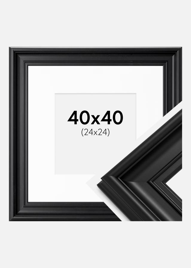 Ram med passepartou Frame Mora Premium Black 40x40 cm - Picture Mount White 25x25 cm