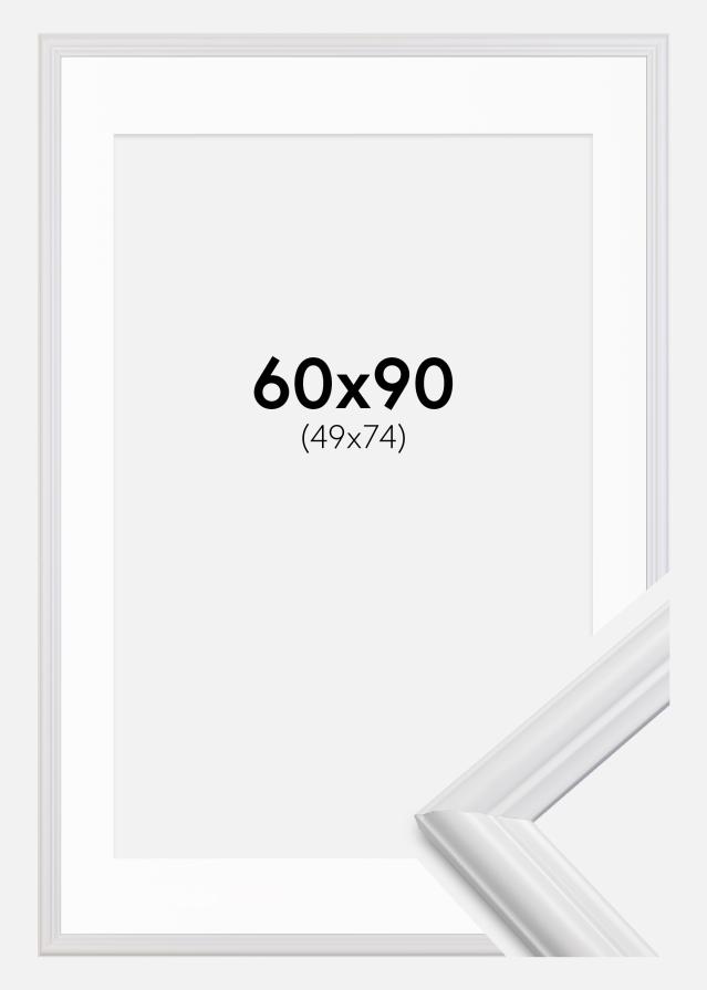 Ram med passepartou Frame Siljan White 60x90 cm - Picture Mount White 50x75 cm