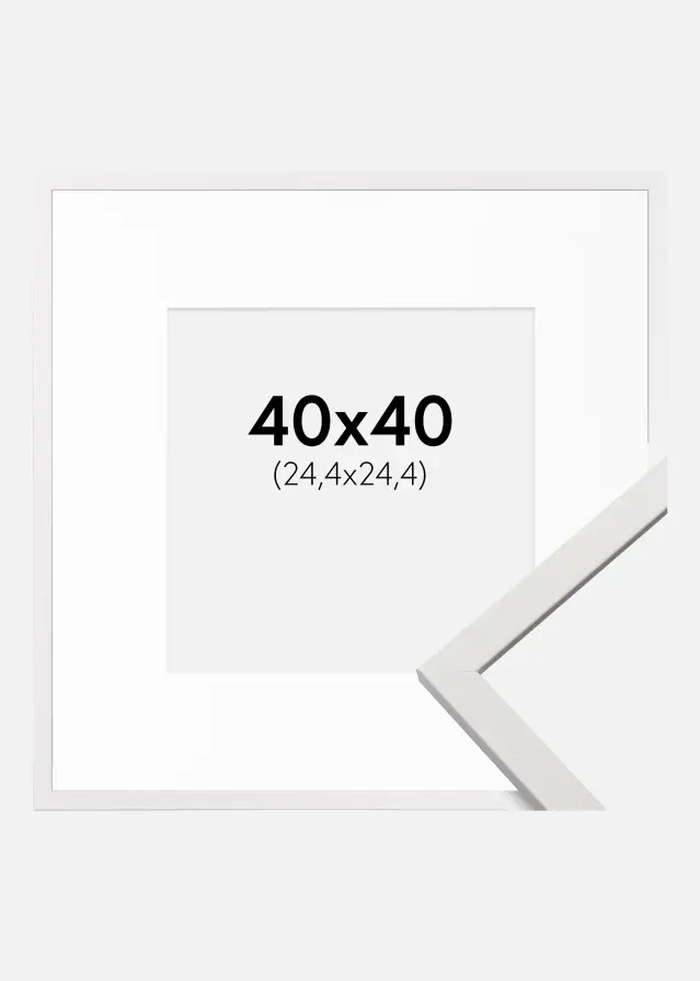 Ram med passepartou Frame Edsbyn White 40x40 cm - Picture Mount White 10x10 inches