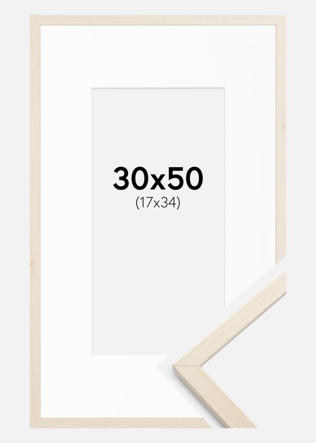 Ram med passepartou Frame Edsbyn Maple 30x50 cm - Picture Mount White 18x35 cm