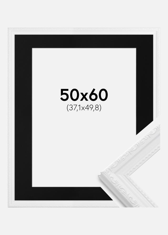 Ram med passepartou Frame Abisko White 50x60 cm - Picture Mount Black 15x20 inches