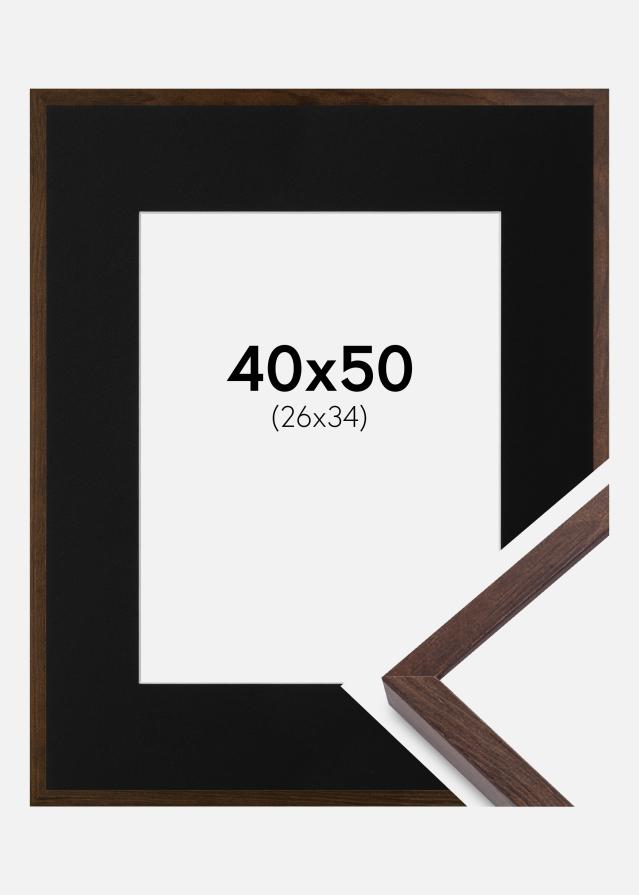 Ram med passepartou Frame E-Line Walnut 40x50 cm - Picture Mount Black 27x35 cm